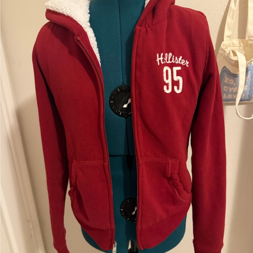 Hollister Kids Red Hoodie with Sherpa Lining